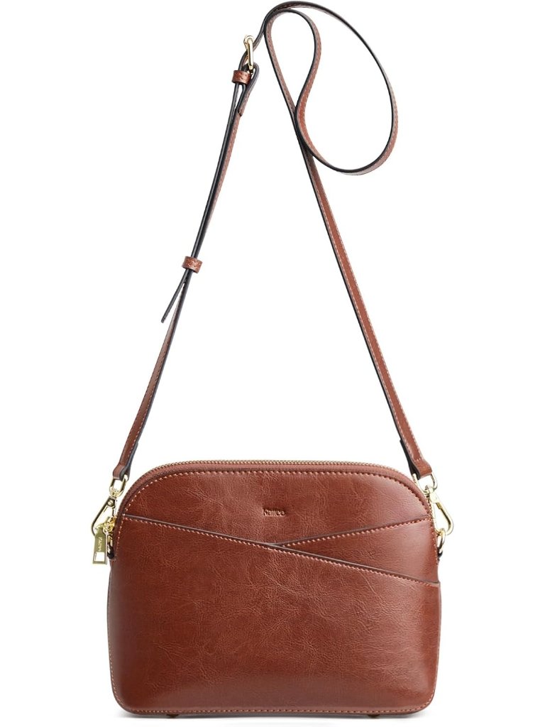 Women's Genuine Leather Dark Brown Small Adjustable Strap Fashion Shoulder Bag
